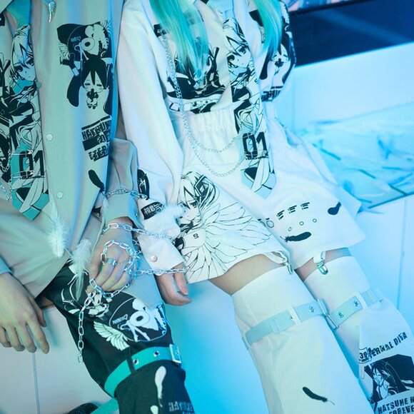 NEW ACDC RAG - Hatsune Miku Forever White Blue Skirt with Leg Warmer - Picture 9 of 9